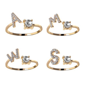 Everyday.Discount women rings cubic zirconia initial goldcolor alphabet rings romantic cubic zirconia women's cheap everyday wear rings hypoallergenic jewelry  