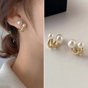 everyday.discount women tulip flower pearl earrings exquisite zircon geometric shape 