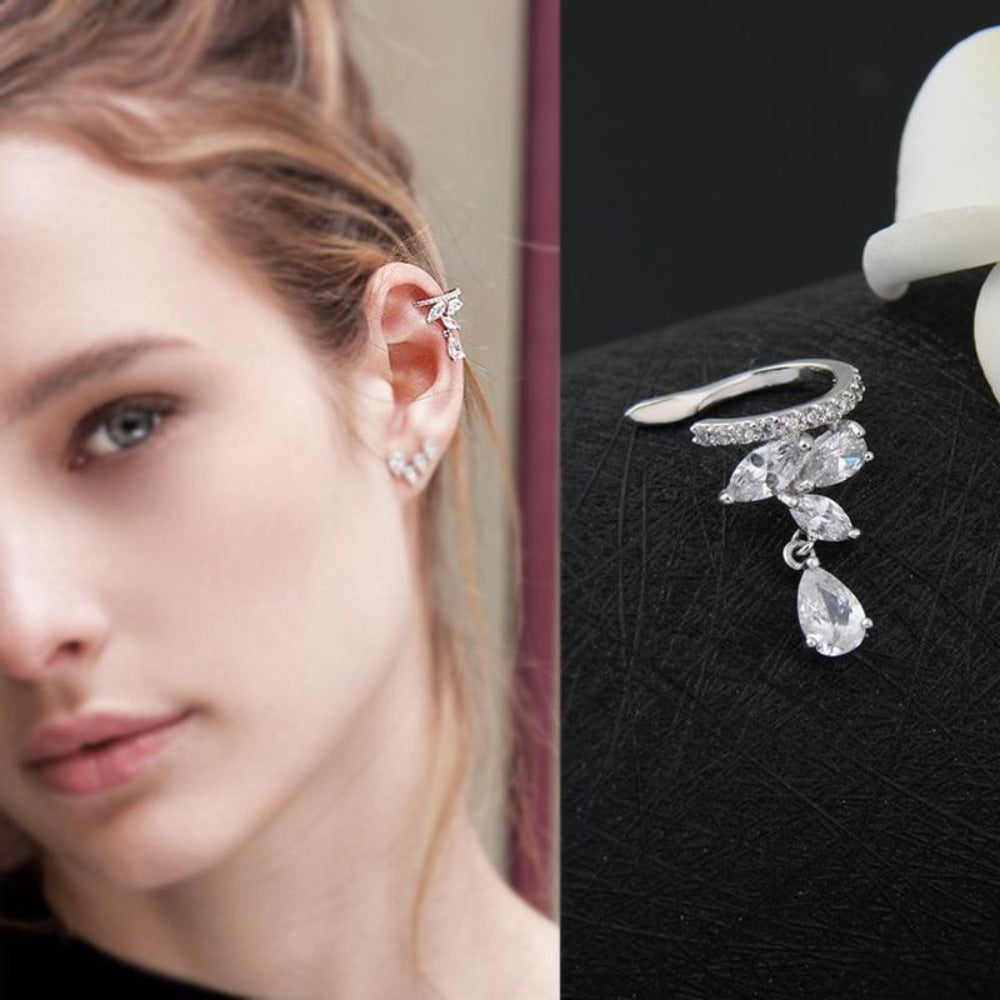 EveryDay.Discount women earrings zirconia crystal jewelry cuff flower earrings woman