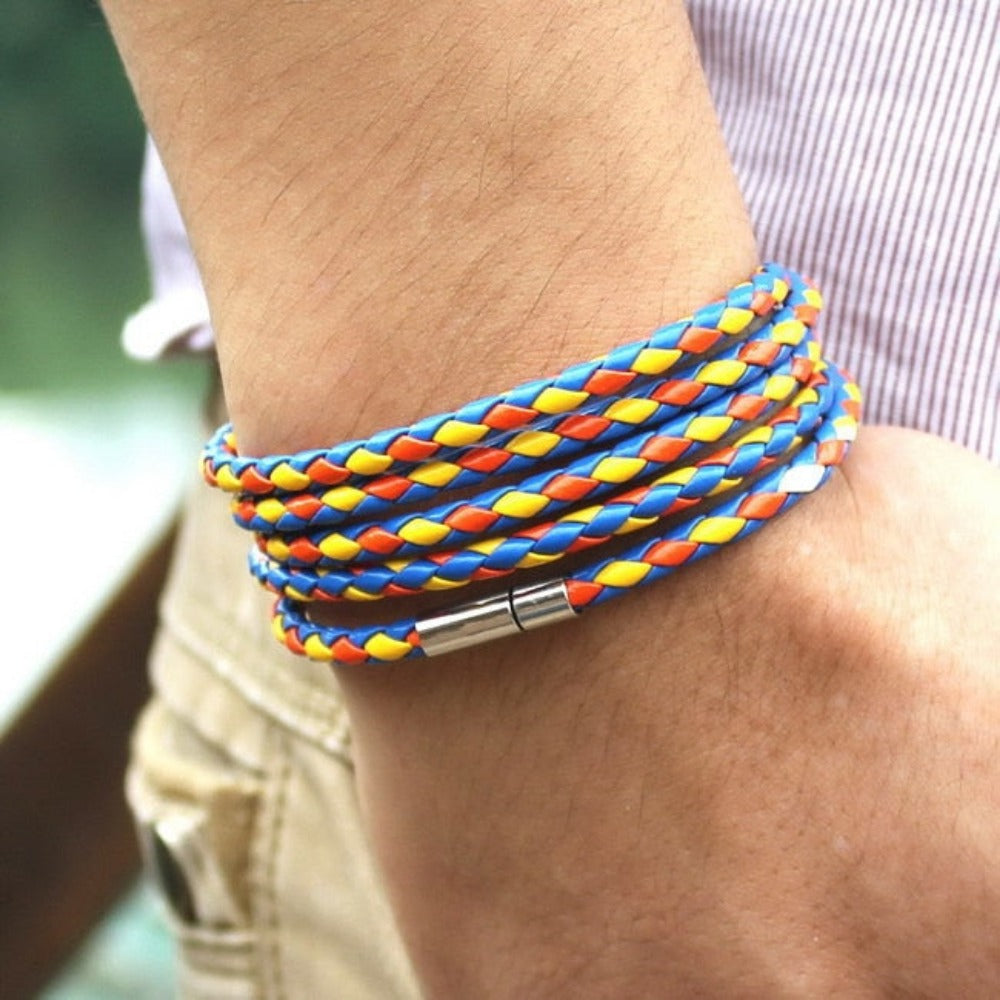 Everyday.Discount unisex leather pu artificial bracelets braided custom color everyday wearing
