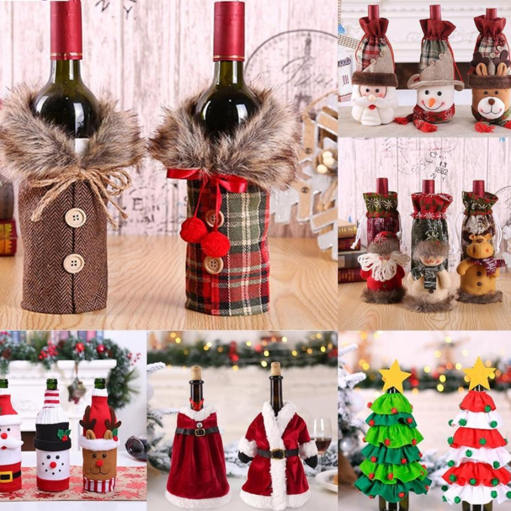 Buy christmas winebottles covering decoration pinterest merry christmas shields noel xmas tables decoration facebookvs christmas table deco gifts tiktok youtube videos wine bottles wintertime elegance bottles shields instagram holiday cute santas reindeer charms animals noel santa everyday fast free.shipping shoponline whimsical assortment festive decoration