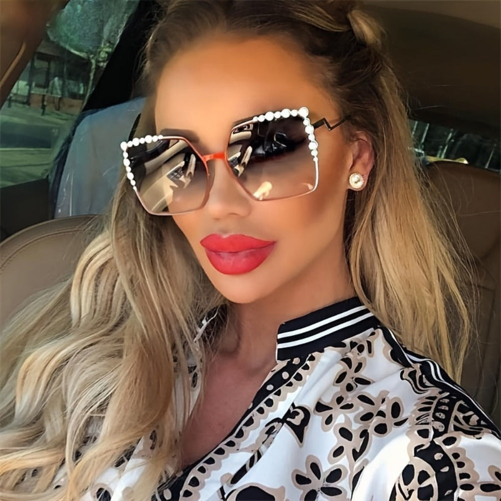 Everyday.Discount women's oversize mirror shade pearl sunglasses frameless rimless sun eye glasses facebook.women instagram titktok women'sshades womens eyewear squared sun glasses women car driving holiday sea mountains beach designed sunglasses 