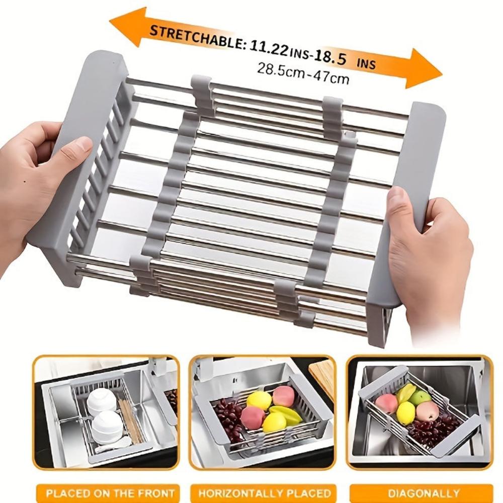 Everyday.Discount buy adjustable dish drainers expandable drying dishrack sink overlay stainless cutlery dish wash drying dishrack drainer instagram tiktok youtube viral videos vegetable washing telescopic sink drainer inlays washings drainer adjustable for various expandable dimension kitchen onlineshopping sink organizer hangover dishwash drainer