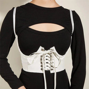 Everyday.Discount buy women's artificial pu leather dark colors leash corsets under bust waist wear instagram tiktok youtube fashionista viral style bodices bustierre bodyshaper elastic belly classy correction onlineshopping corset bodytop popular styles fashionable breathable explore glamorous beautiful secret solid color gothic modish eyelet corsettop