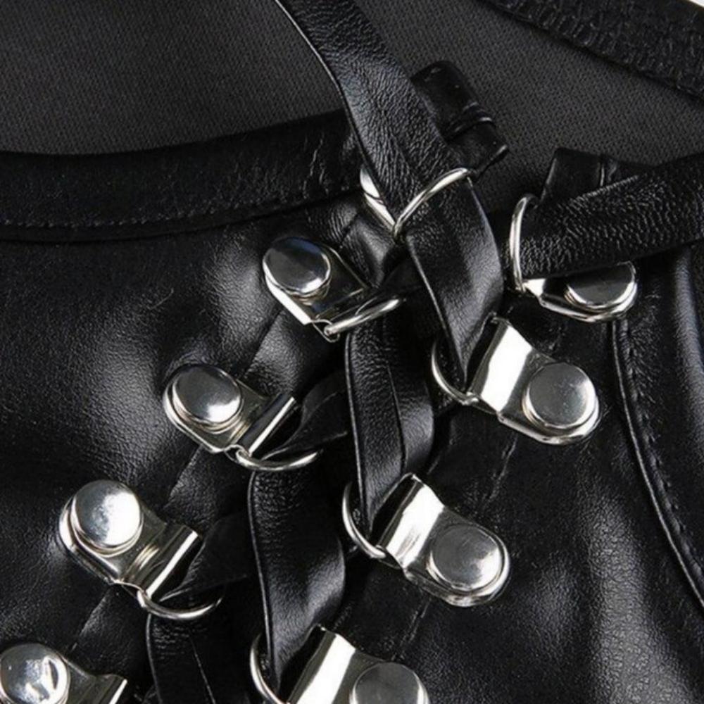 Everyday.Discount buy women's artificial pu leather dark colors leash corsets under bust waist wear instagram tiktok youtube fashionista viral style bodices bustierre bodyshaper elastic belly classy correction onlineshopping corset bodytop popular styles fashionable breathable explore glamorous beautiful secret solid color gothic modish eyelet corsettop