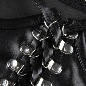 Everyday.Discount buy women's artificial pu leather dark colors leash corsets under bust waist wear instagram tiktok youtube fashionista viral style bodices bustierre bodyshaper elastic belly classy correction onlineshopping corset bodytop popular styles fashionable breathable explore glamorous beautiful secret solid color gothic modish eyelet corsettop