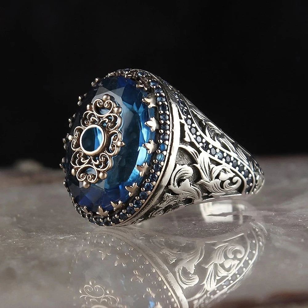 buy men's fashionable rings handcrafted antique silver color religious matted moonstone    jewellery everyday street wear celtic meteorit opal inlay rings fashionable hypoallergenic handcrafted unique jewelry hypoallergenic streetwear old style silver color artificial rings everyday fast free.shipping jewellery saleprices everyday.discount instagram pinterest 