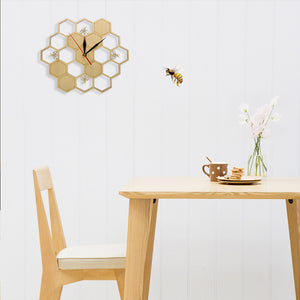 Everyday.Discount clock wood bees and honeycomb natural wooden wallclock hexagon wallart bee honey wooden farmhouse countrystyle wooden unique designed decoration analog not thicking quartz movement frameless wallclock