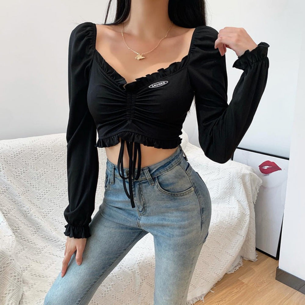 buy women's t-shirts women's croptop tiktok facebook,summer boho elastic fitted bardot bust longsleeves ruched croptop pinterest croptop for women moda ruched sleeves instagram womens clothing mesh strap satin lace gothic bodytop shoulderless wear skinny pushup shapewear everyday.discount wear with skirts heels leggings pant trousers various sizes colors boutique everyday.discount everyday free.shipping