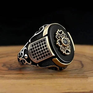 buy men's fashionable rings handcrafted antique silver color religious matted moonstone    jewellery everyday street wear celtic meteorit opal inlay rings fashionable hypoallergenic handcrafted unique jewelry hypoallergenic streetwear old style silver color artificial rings everyday fast free.shipping jewellery saleprices everyday.discount instagram pinterest 