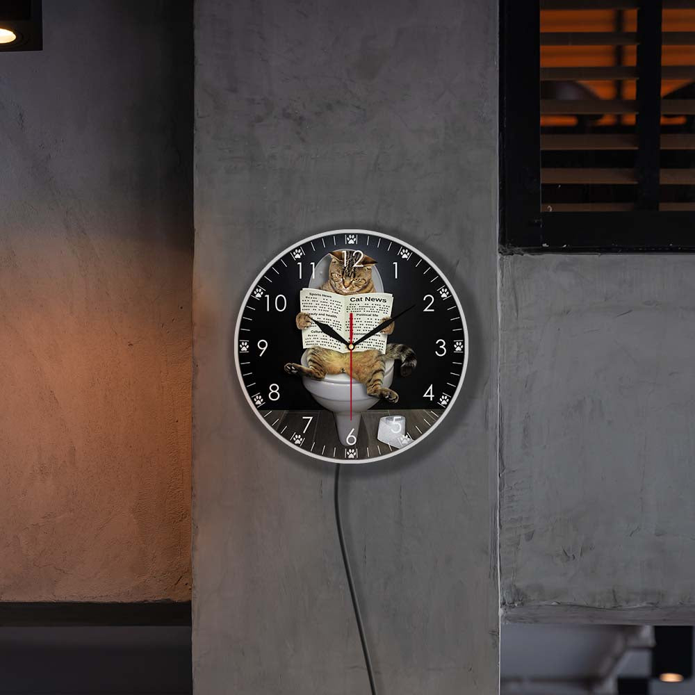 clock sitting cat wall clocks usa adorable cat read newspaper clocks ✈️ free.shipping