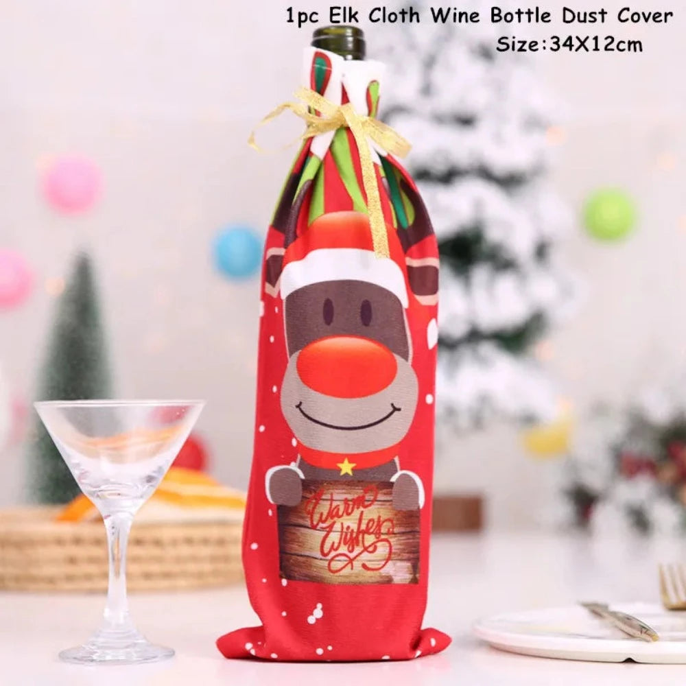 Buy christmas winebottles covering decoration pinterest merry christmas shields noel xmas tables decoration facebookvs christmas table deco gifts tiktok youtube videos wine bottles wintertime elegance bottles shields instagram holiday cute santas reindeer charms animals noel santa everyday fast free.shipping shoponline whimsical assortment festive decoration