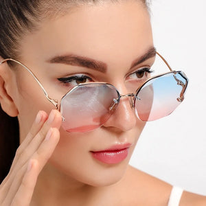 Everyday.Discount women's shade sunglasses frameless rimless sun eye glasses shades womens eyewear squared curved temple sun glasses women car driving holiday sea beach designed sunglasses everyday.discount women squared polycarbonate lenses uva  tiny round faces uva uvb cycling holiday eye glasses valentine gifts free.shipping 