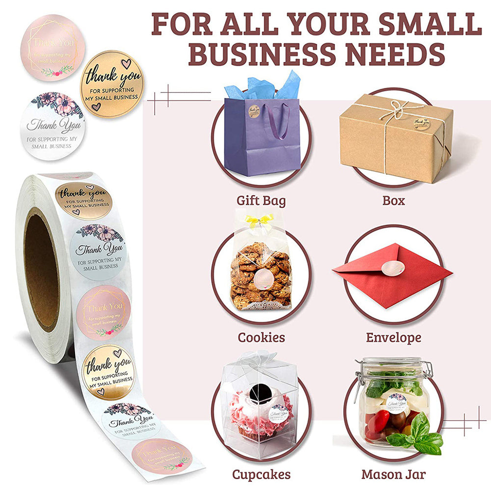 Everyday.Discount thank you supporting decals favors floral gifts vs packaging sealing envelope rose color self adhesive personalized decoration purchase gifts goldcolor tiny decals weddings bridal custom sticky round thank you message supporting purchase stickersroll decals