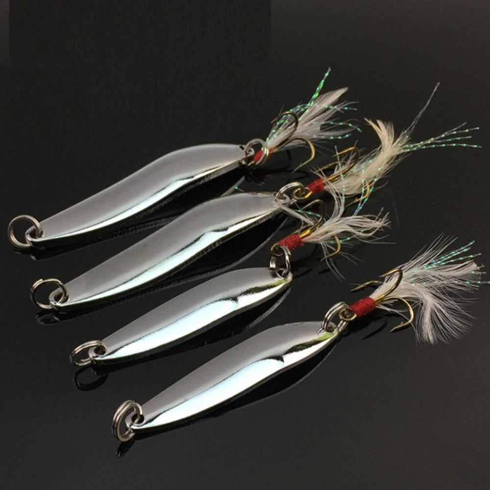 fishing lure baitcaster spoon feather hardbait sea lake fish hardbait ✈️  free.shipping