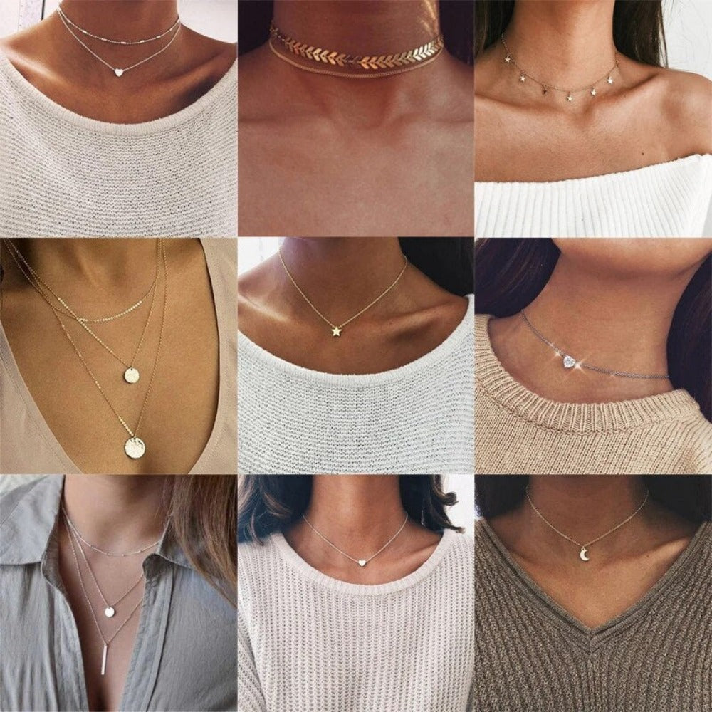Everyday.Discount women necklaces heart starry moon choker necklaces coin starry bohemian heart lovee pendants necklace good quality cheap price everyday jewelry