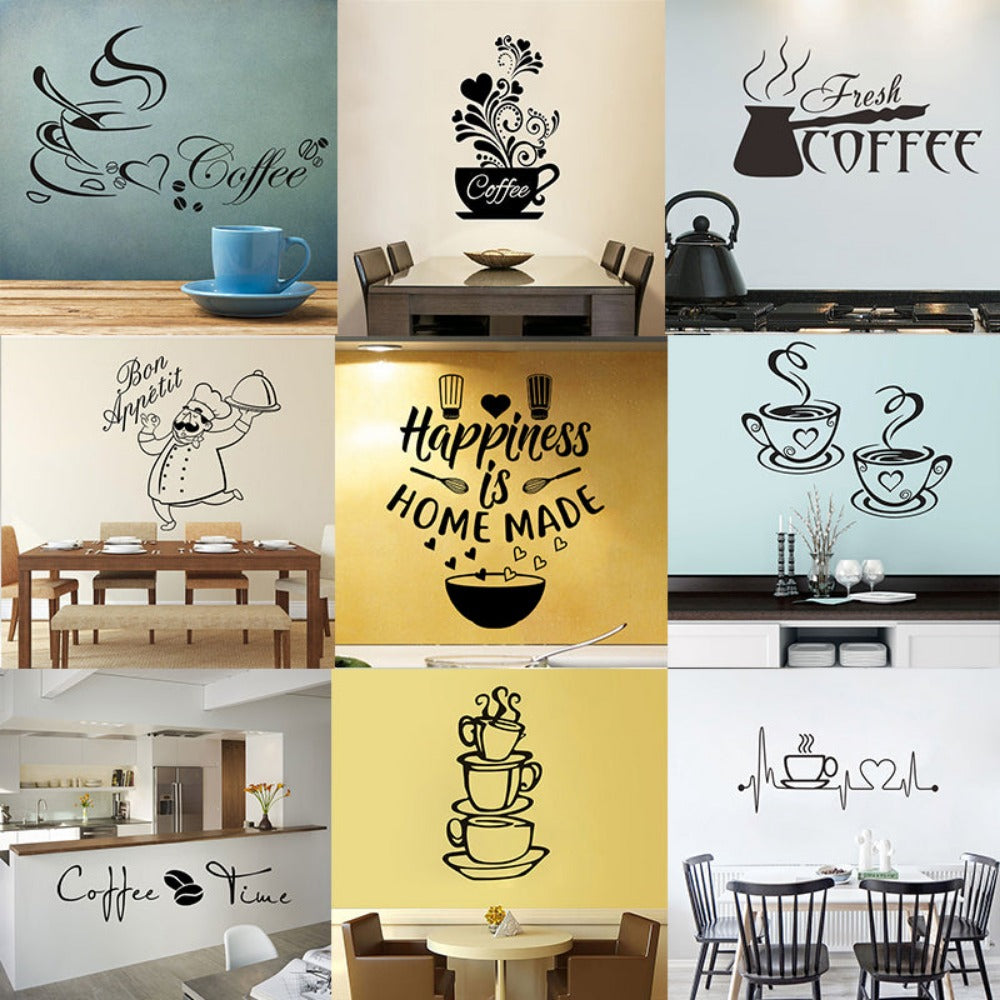 Everyday.Discount interior wallstickers decoration decals adhesive kitchen furniture asian cafe coffeecorner window realistic wall ceiling vs drawings painting cheap price cute personalized decals 