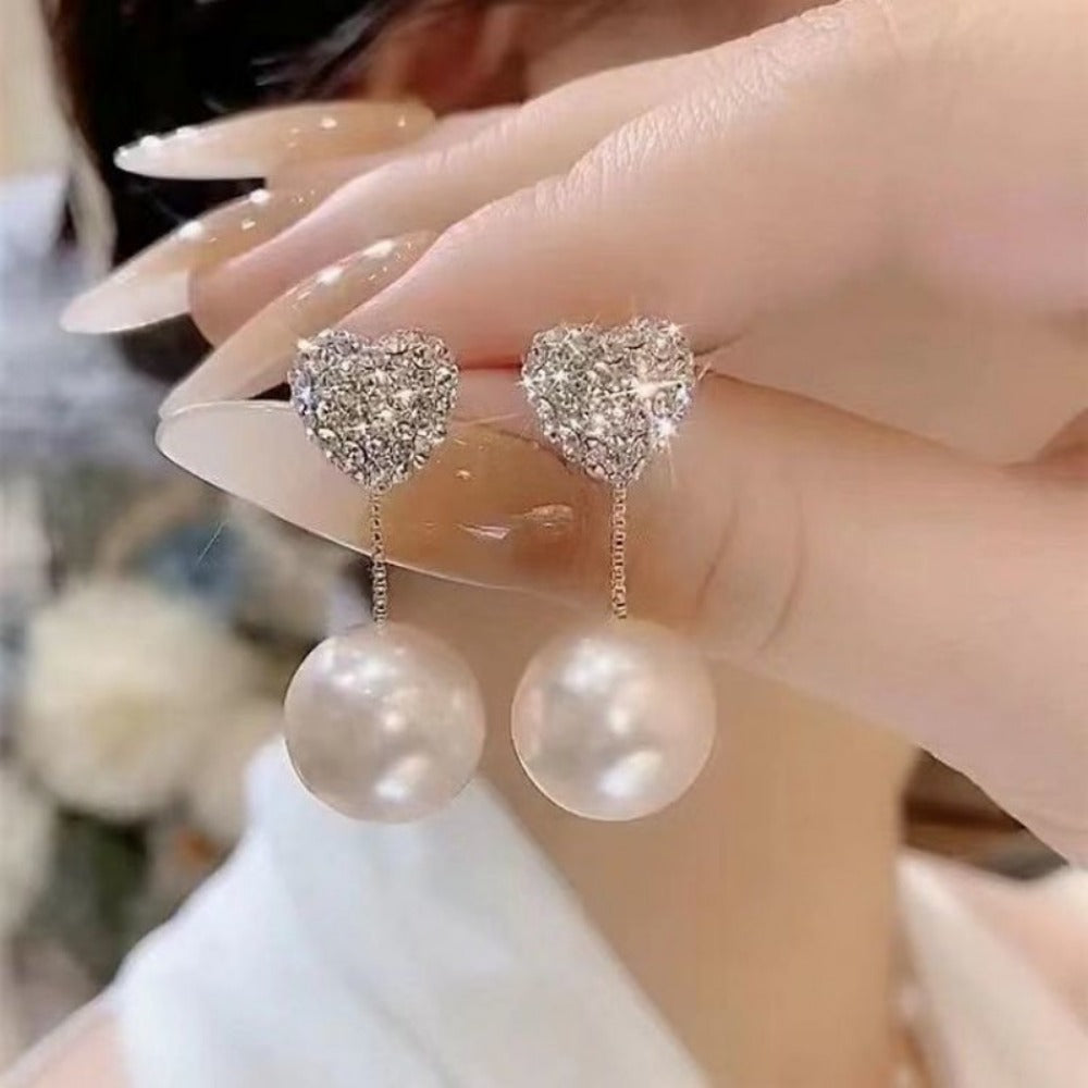 everyday.discount women tulip flower pearl earrings exquisite zircon geometric shape 