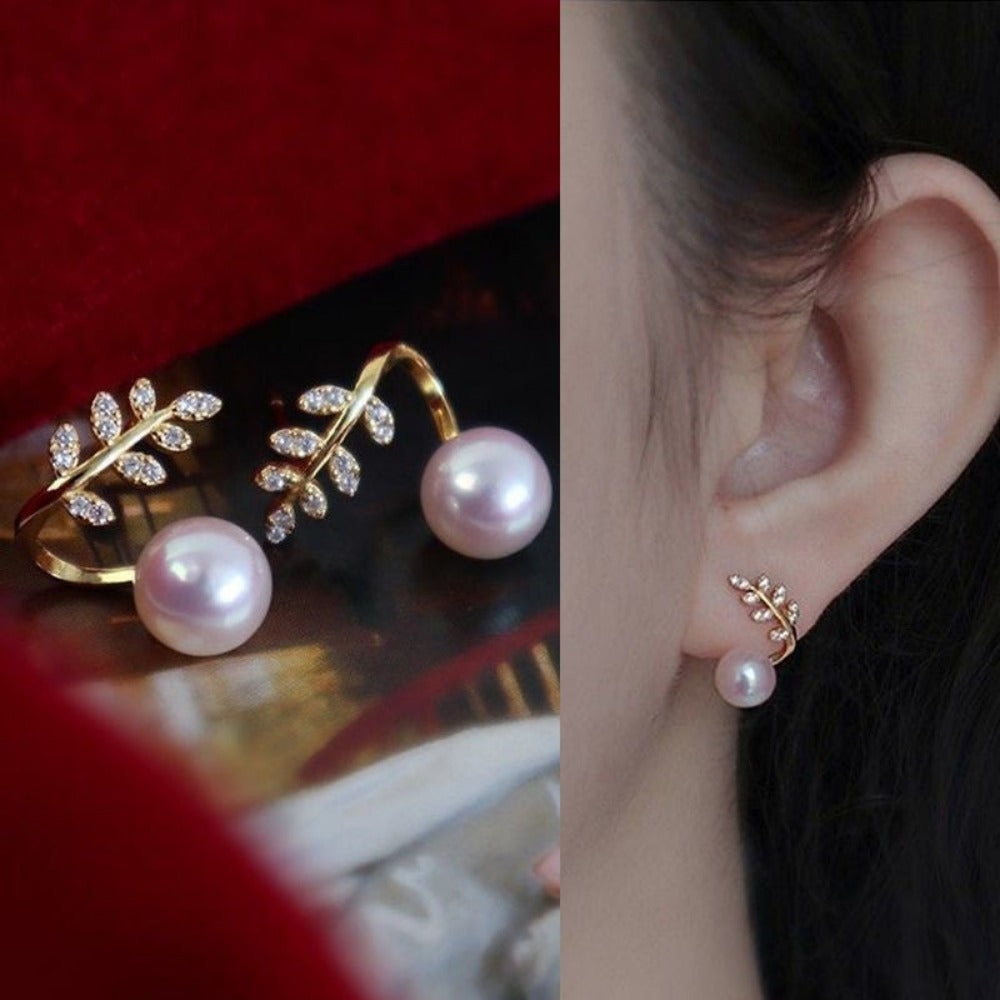 everyday.discount women tulip flower pearl earrings exquisite zircon geometric shape 