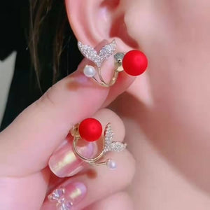 everyday.discount women tulip flower pearl earrings exquisite zircon geometric shape 