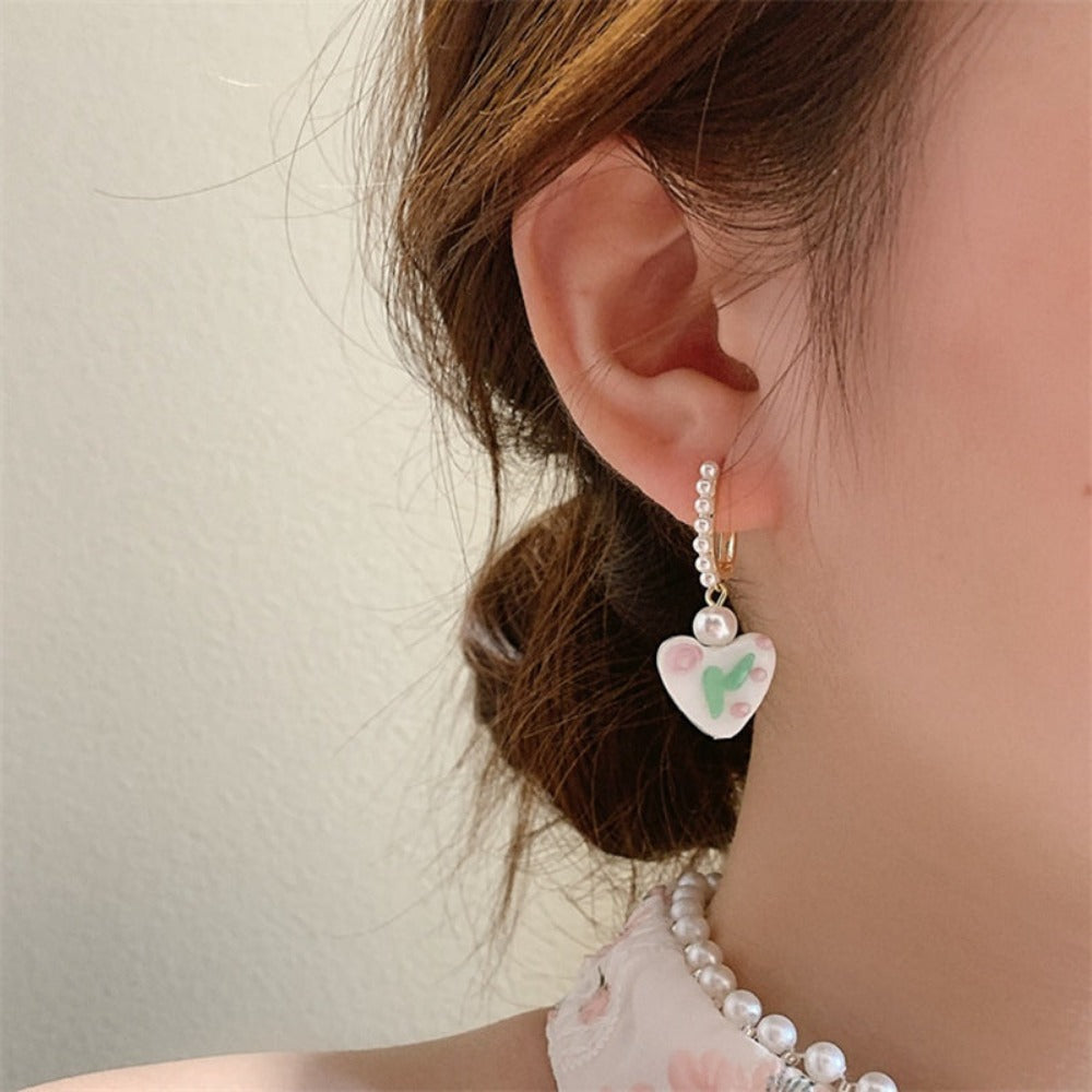 everyday.discount women tulip flower pearl earrings exquisite zircon geometric shape 