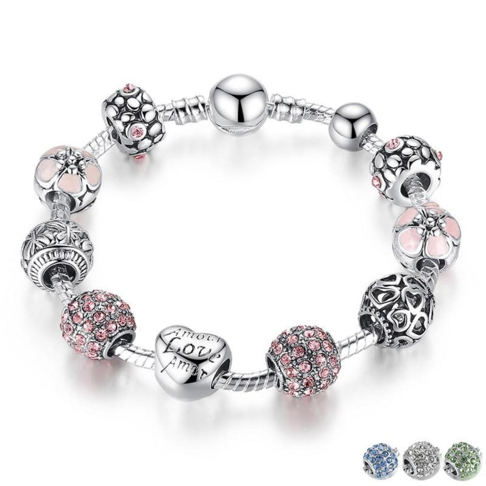 Everyday.Discount women bracelets bangles antique cheap charm flower beads jewelry 
