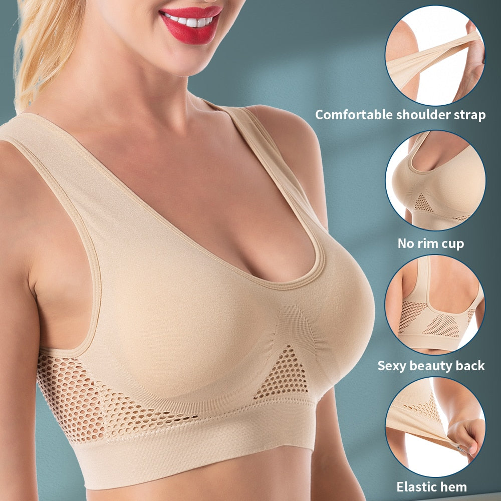 Everyday.Discount womens mesh sports bra's seamless bratop breathable women's frameless bra seamless for women wear your bra everyday for cleavage underwire 