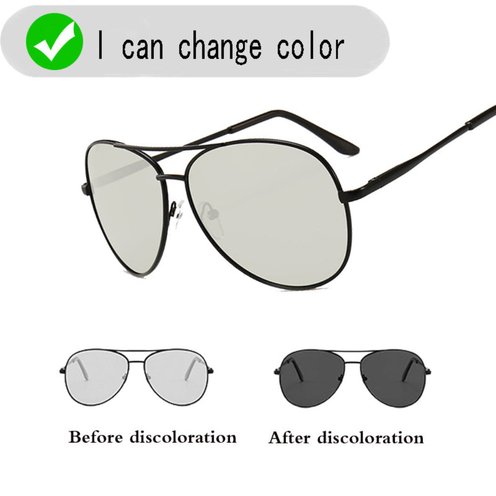 Everyday.Discount sunglasses unisex polarized self coloring driving glasses photochromic discoloration sunglasses aviation cabincrew car driving shades eyewear aviation eyewear aero outdoors sports driving cycling hiking beach mountain travelling sun newest stocked eyefashion glasses 