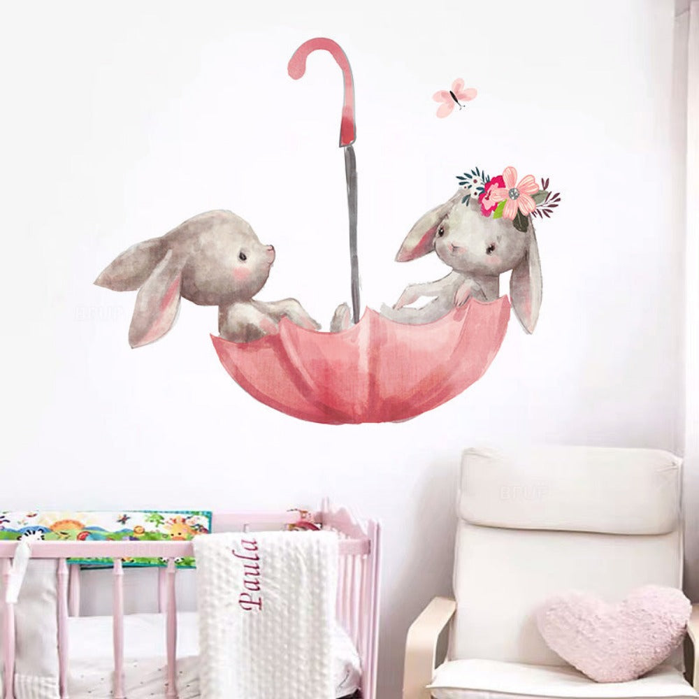 Everyday.Discount cute grey bunnies rabbit wallstickers for kids cat babies nursery wall decals balloons cloud interior decoration wallsticker bedroom watercolor wall kids adhesive furniture window mural realistic cheap personalized