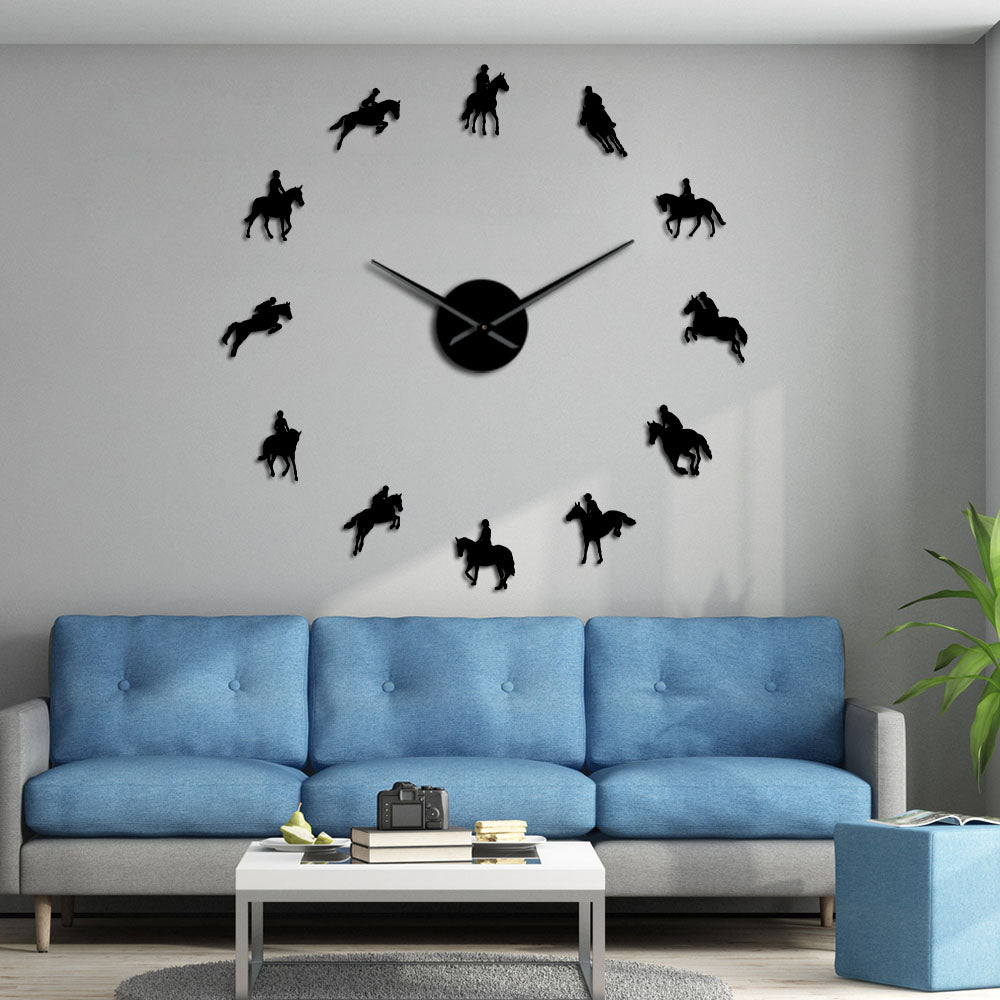 Everyday.Discount wall clock equestrianism giant diy pasting equestrian horseriding jumpings horses riding mirror arylic mural wall clocks frameless clock giant diy pasting acrylic mirror wall mounted deco analog not thicking quartz movement impressive wallclock  