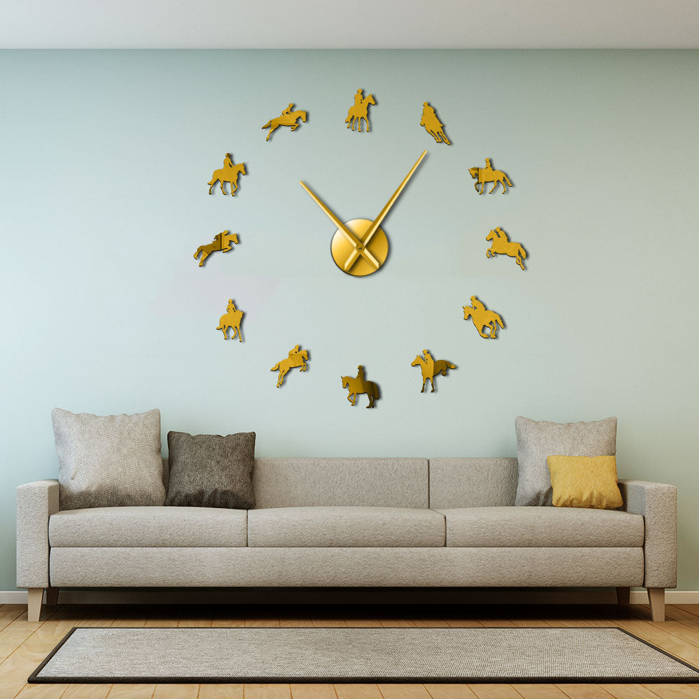 Everyday.Discount wall clock equestrianism giant diy pasting equestrian horseriding jumpings horses riding mirror arylic mural wall clocks frameless clock giant diy pasting acrylic mirror wall mounted deco analog not thicking quartz movement impressive wallclock  
