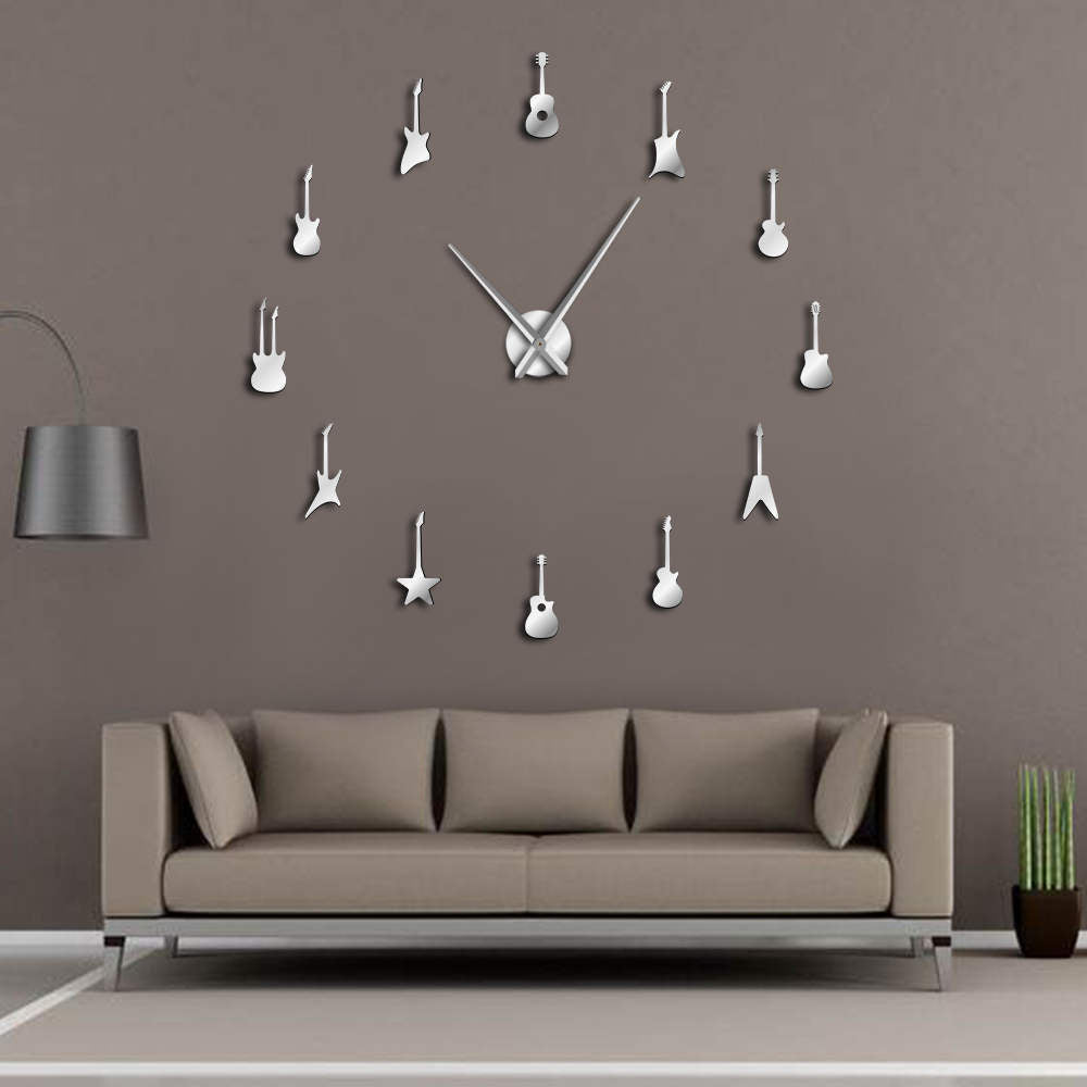 Everyday.Discount wall clocks guitar wallart interior wallsticker clock giant frameless diy pasting guitars clocks wallclock wallsticker acrylic mirror wallart interior decorative clocks wall mounted deco analog not thicking quartz movement impressive wallclock  
