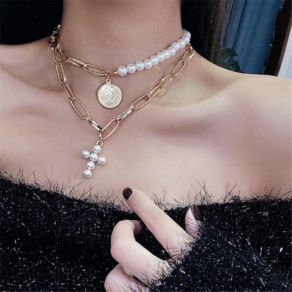 Everyday.Discount buy women collar around neck pearl pendants cute charm fashionista italian designed beautiful womens necklace dangle onlineshopping tiktok youtube videos pearl pendants necklace pearl around neck collar instagram womens jewelry pearl moda  summer bombshell collar waving goldcolor jewelry influencer fashionblogger news gifts