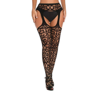 Everyday.Discount women elastic stockings transparent dark color fishnet stockings thigh sheer tights embroidery holdup pantyhose
