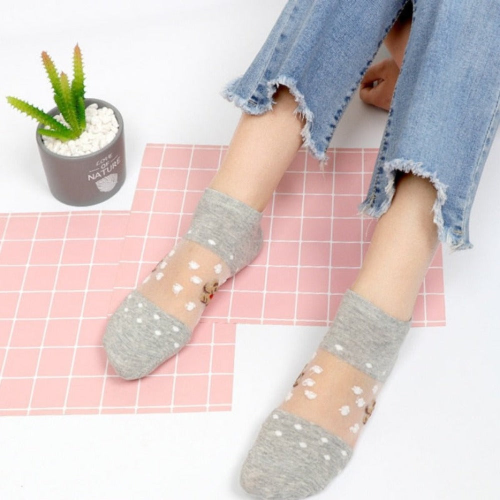 Everyday.Discount socks for women nylonic socks heels halfsocks socks polkadots spandex invisible transparent sheer ankle socks tights toesocks thin compression socks ankle length 