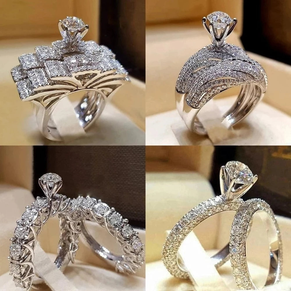 Everyday.Discount women rings spectacular cubic zirconia inlay silver color rhinestone rings crystal rings women's artificial diamond bridal street night fashionable rings