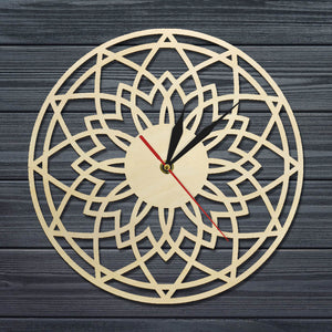 Everyday.Discount natural wooden clock flower geometric lines wood wall clock wallart rustic interior deco clocks wood farmhouse countrystyle unique designed bamboo analog not thicking quartz movement frameless wallclock  