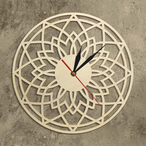 Everyday.Discount natural wooden clock flower geometric lines wood wall clock wallart rustic interior deco clocks wood farmhouse countrystyle unique designed bamboo analog not thicking quartz movement frameless wallclock  