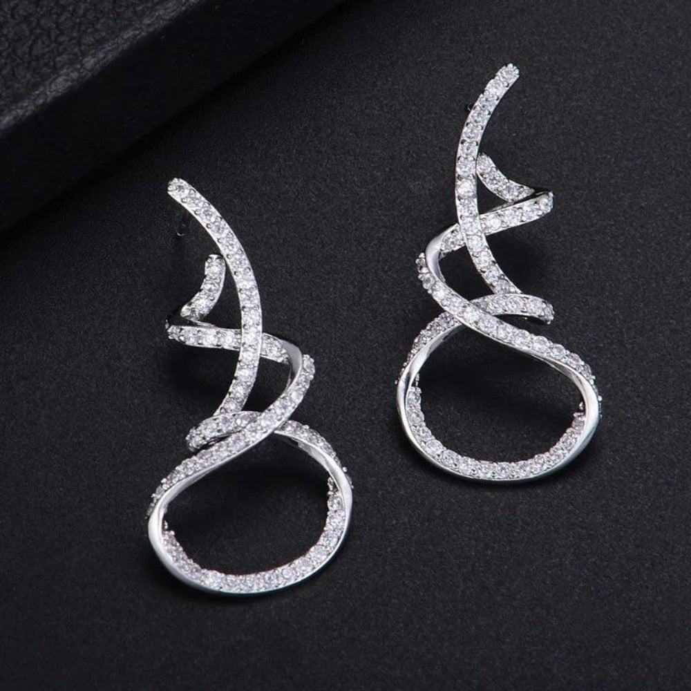 EveryDay.Discount luxury geometry earrings geometry mirco paved zirconia jewelry for women ear rings material carat zirconia diamond earrings for women
