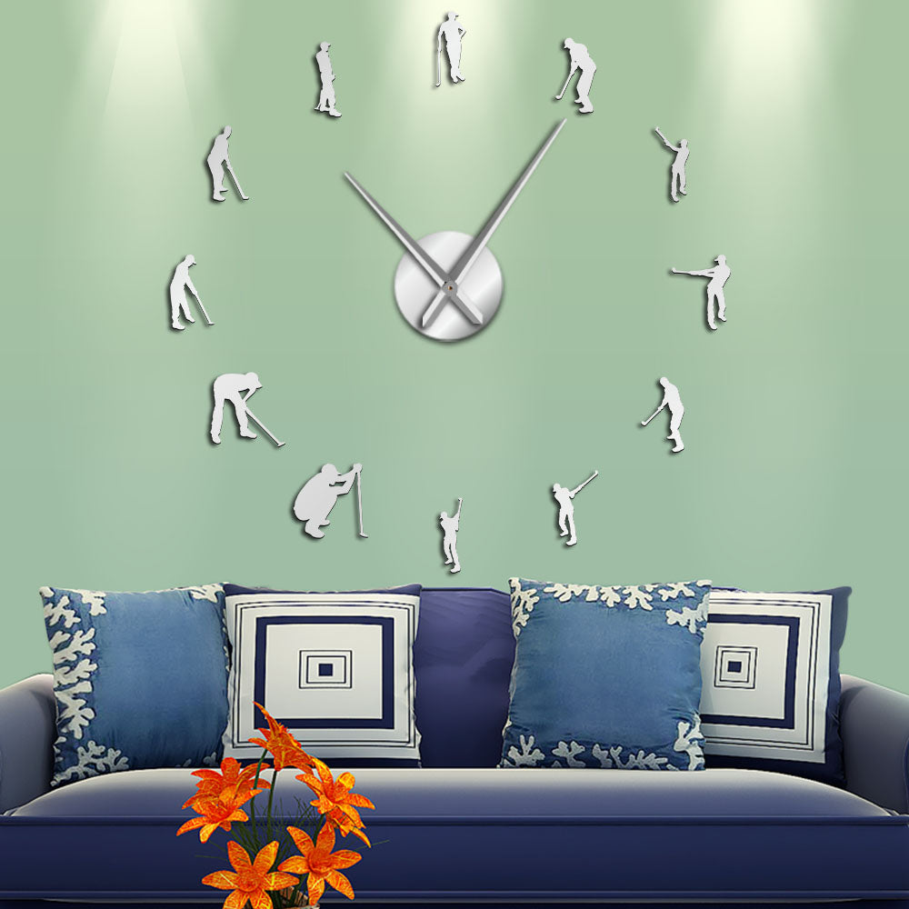 Everyday.Discount wall clocks golfing frameless wallart interior golfplayer mirror wallsticker clock giant frameless diy pasting acrylic mirror interior decorative clocks wall mounted deco analog not thicking movement impressive wallclock