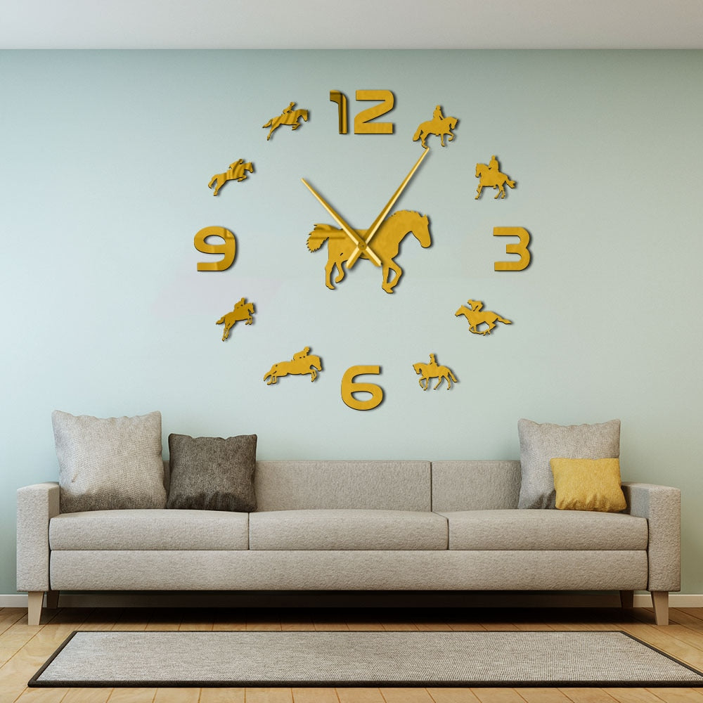 Everyday.Discount wall clock horseriding frameless wallart interior wallsticker clock giant equestrian clocks diy clock giant mural pasting wall clocks round acrylic mirror interior deco clock analog not thicking quartz movement impressive wallclock  