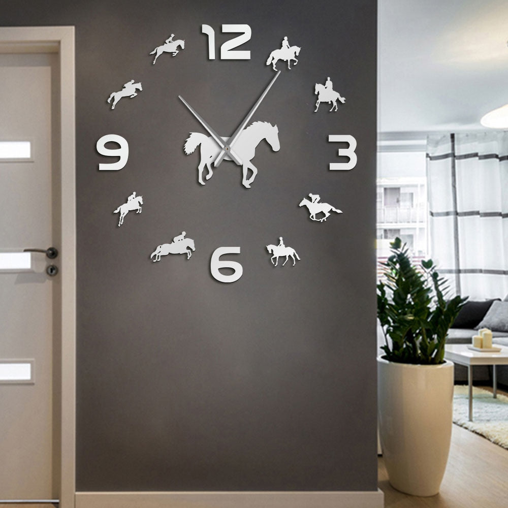 Everyday.Discount wall clock horseriding frameless wallart interior wallsticker clock giant equestrian clocks diy clock giant mural pasting wall clocks round acrylic mirror interior deco clock analog not thicking quartz movement impressive wallclock  