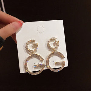 Everyday.Discount earrings for women hanging pearl crystal zirconia fashionable zircon inlay flower geometric simulation pearls everyday wearing cheap jewelry