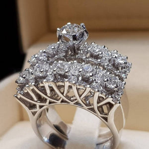 Everyday.Discount women rings spectacular cubic zirconia inlay silver color rhinestone rings crystal rings women's artificial diamond bridal street night everyday fashionable rings   