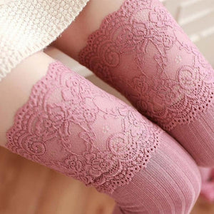Everyday.Discount women wintertime overknee socks vs cotton cable knitted stockings thick knee socks stocking with lacetop above knee knit hosiery legwear 