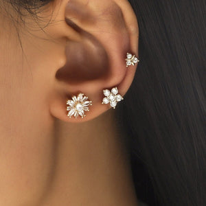 Everyday.Discount women earrings cuff ear climber tiny earring crystal inlay crystal flower earcuff cubic zirconia earrings for women rhinestone jewelry