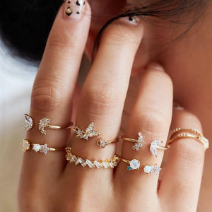 Everyday.Discount women's ringset bohemian silver goldcolor zircon stone ringset women crystal stones silver color diamond rings women's romantic cubic zirconia cheap everyday wear hypoallergenic jewelry