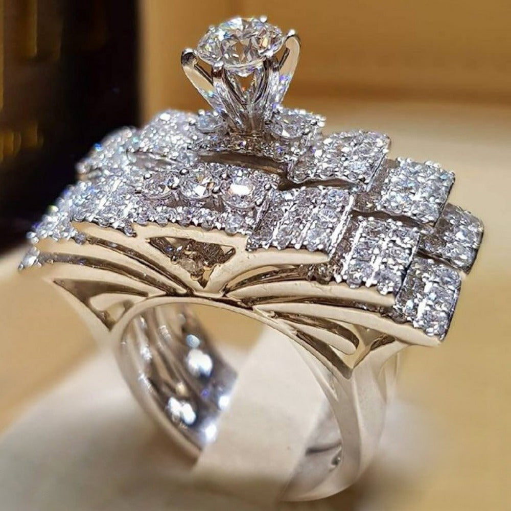 Everyday.Discount women rings spectacular cubic zirconia inlay silver color rhinestone rings crystal rings women's artificial diamond bridal street night everyday fashionable rings   