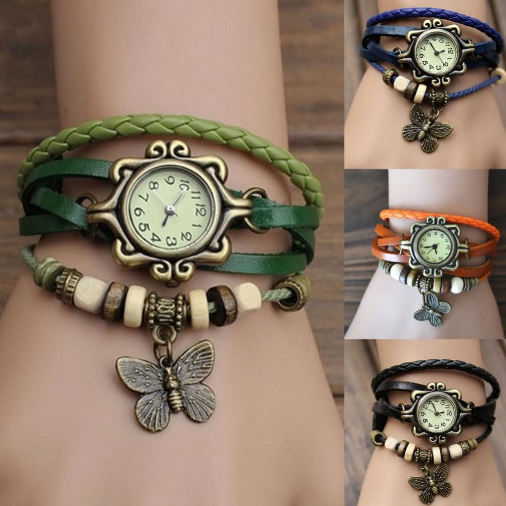 Everyday.Discount cheap women's multilayer artificial leather bracelets watches bangle leaf exquisite everyday wear wrist watch