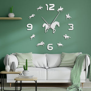 Everyday.Discount wall clock horseriding frameless wallart interior wallsticker clock giant equestrian clocks diy clock giant mural pasting wall clocks round acrylic mirror interior deco clock analog not thicking quartz movement impressive wallclock  